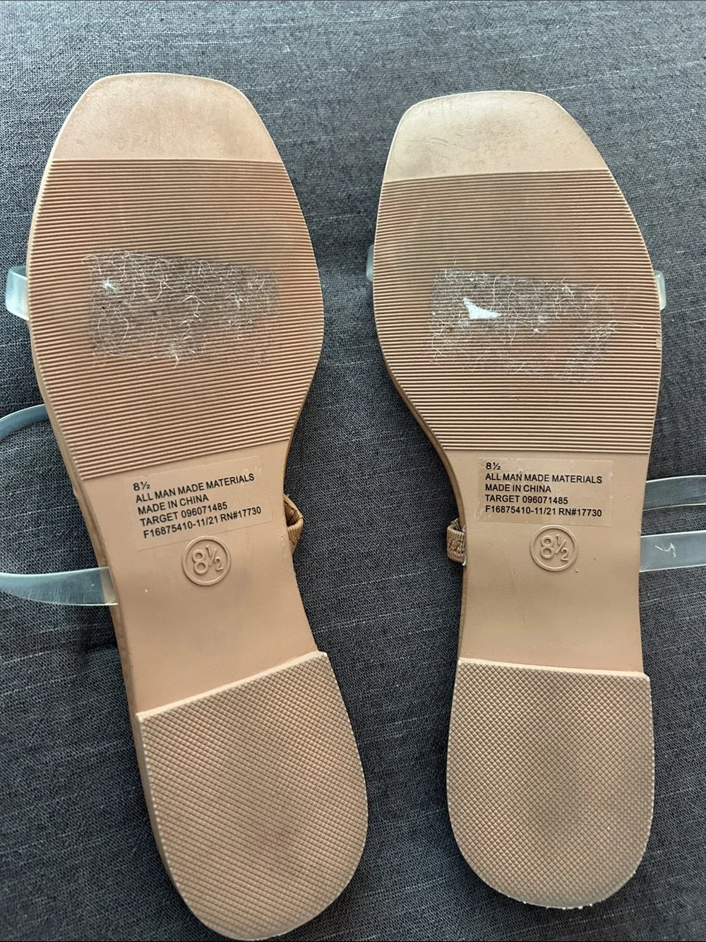 a new day Tan Footbed Slide Sandals with Clear Double Straps